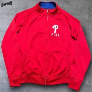 Philadelphia Phillies Jacket Womens Large Red MLB Full Zip Pink VS 5th Ocean